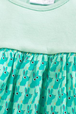 Mint Bunny Print Dress (0mths-2yrs)